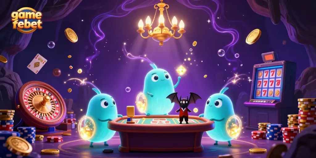 Experience game febet with glowworms lighting a magical casino atmosphere filled with vibrant game elements.