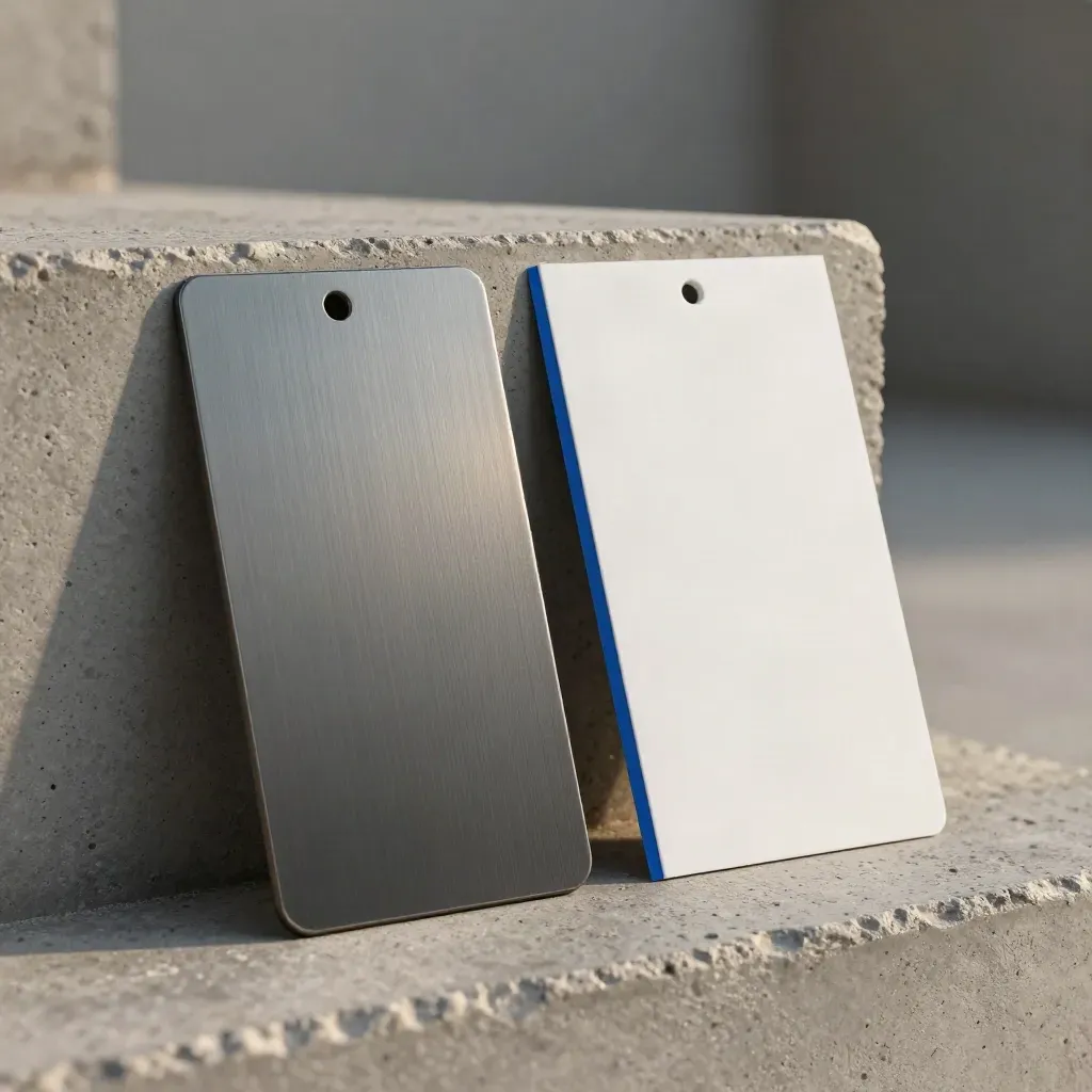 Matte pickup token, counter marker, and folded fulfilment card against rough concrete.