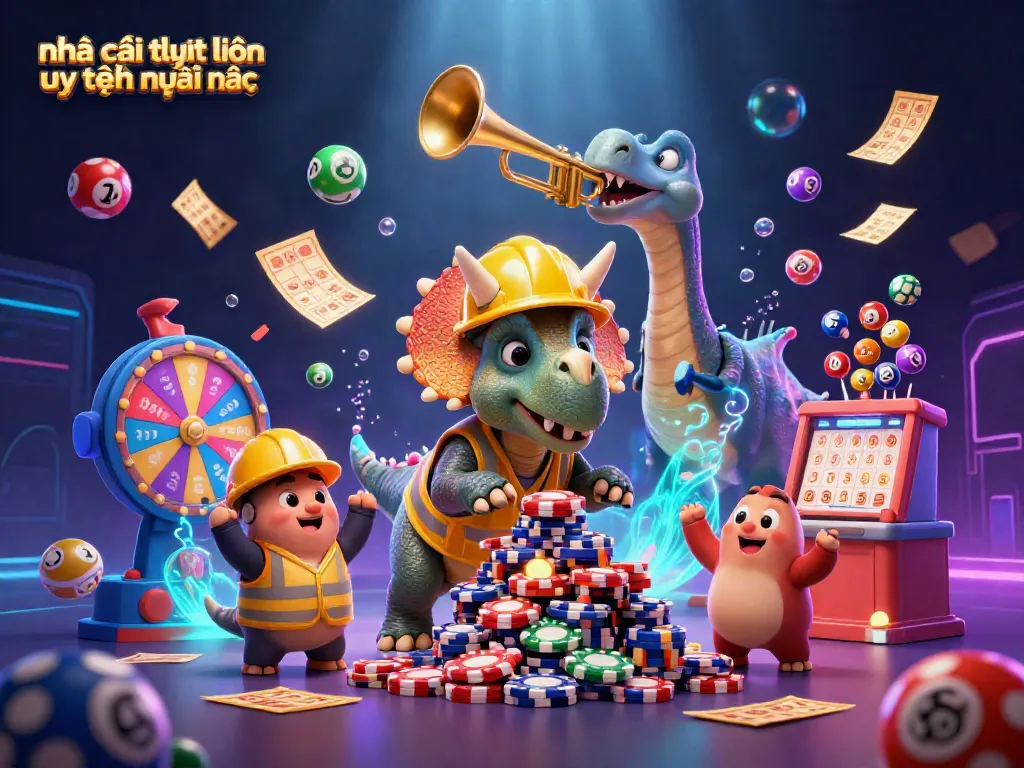 Experience the excitement of nhà cái trực tuyến uy tín mới nhất with vibrant lottery elements and celebratory characters.