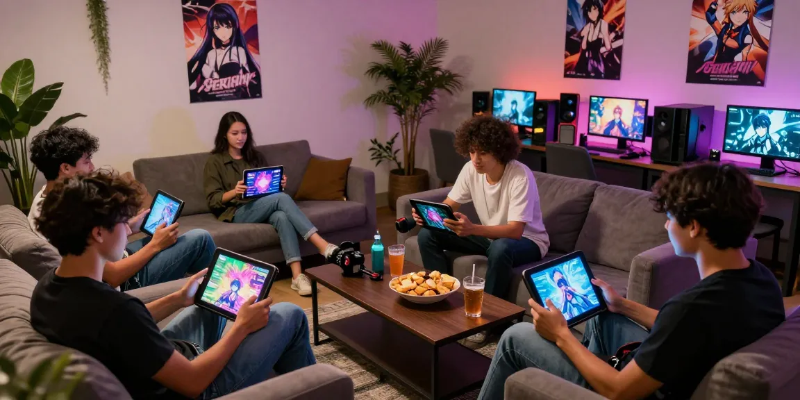 Gamers enjoying ecchigames in a lively lounge, showcasing diverse interactions and modern gaming culture.