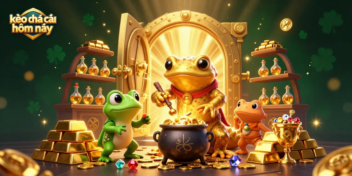Win with kèo nhà cái hôm nay in this vibrant 3D fantasy casino scene of gold creation.