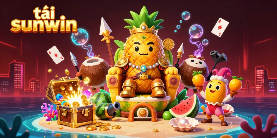 Experience exciting gameplay with tải sunwin in this dynamic cartoon scene featuring a golden pineapple king.