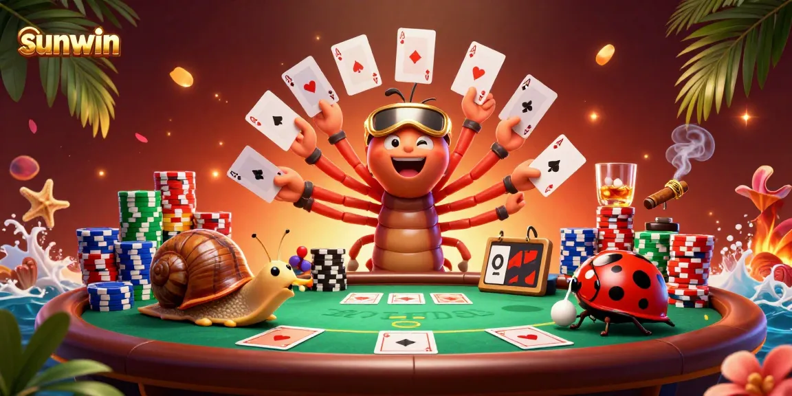 Experience the thrill at Sunwin with a vibrant casino scene featuring dynamic characters and rich gaming elements.