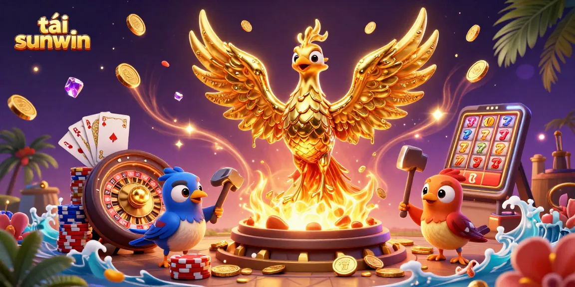 Engage with thrilling gaming action at tải sunwin, featuring a molten phoenix and casino elements.